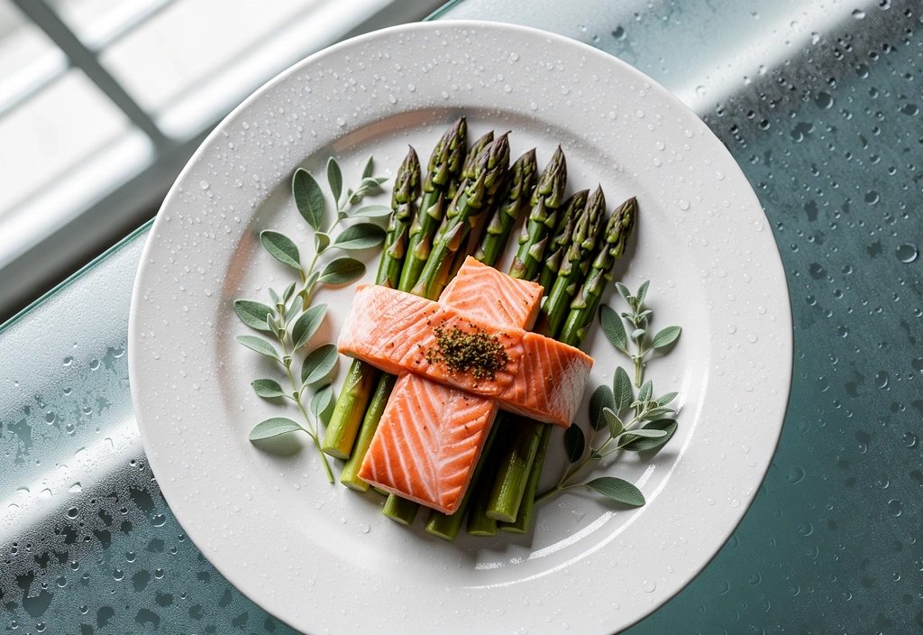 Schonend gegarter Lachs mit Spargel